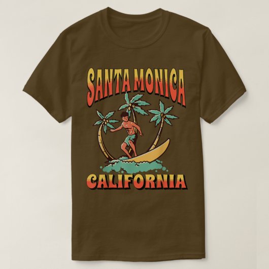 サンタモニカカリフォルニアビーチサーフサマーバケーション Tシャツ (デザイン正面)