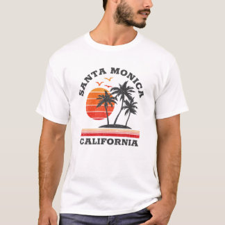 サンタモニカカリフォルニアレトロ記念品ギフト Tシャツ