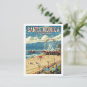 サンタモニカカリフォルニアUSA有名ヴィンテージ旅行 ポストカード (スタンド正面)