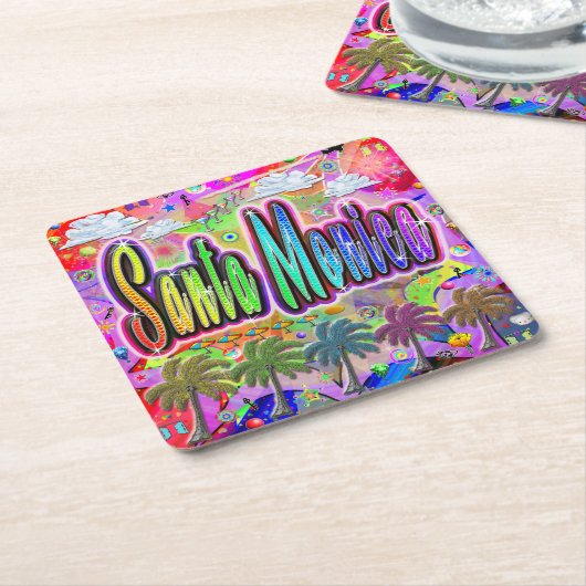 サンタモニカビスタコ表現ースター スクエアペーパーコースター (アングル)
