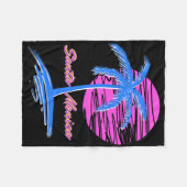 サンタモニカビーチアウトルン80sエステティックVAPORWAVE フリースブランケット (正面(横))