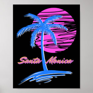 サンタモニカビーチアウトルン80sエステティックVAPORWAVE ポスター