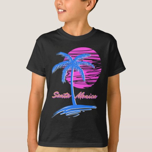 サンタモニカビーチアウトルン80sエステティックVAPORWAVE Tシャツ (正面)