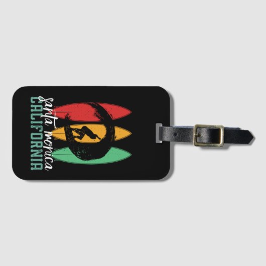 サンタモニカビーチカリフォルニアレトロサーフィン ラゲッジタグ (正面横)