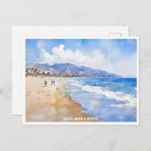 サンタモニカビーチ、カウォーター絵を描カラー ポストカード (正面/裏面)