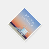 サンタモニカビーチ |ロサンゼルス、カリフォルニア スタンダードカクテルナプキン (角)