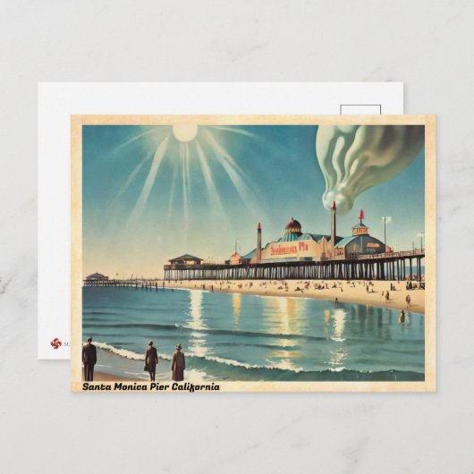 サンタモニカピアカリフォルニアヴィンテージトラベル ポストカード (正面/裏面)