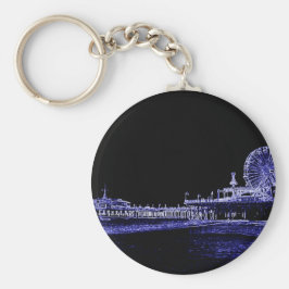 サンタモニカピアブルーネオンナイトフォトエディット キーホルダー