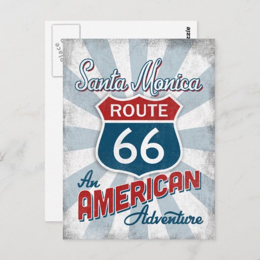 サンタモニカルート66ヴィンテージアメリカカリフォルニア ポストカード (正面/裏面)