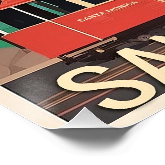 サンタモニカヴィンテージ旅行イラストレーション ポスター (コーナー)