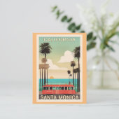 サンタモニカヴィンテージ旅行イラストレーション ポストカード (スタンド正面)