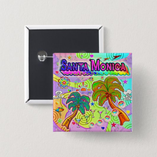 サンタモニカ休暇目標ボタン 缶バッジ (正面&裏面)