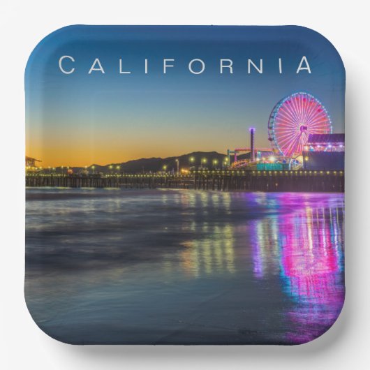 サンタモニカ埠頭 |ロサンゼルス、カリフォルニア ペーパープレート (正面)