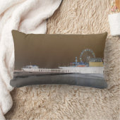 サンタモニカ桟橋の逆グレーブラウン写真編集 ランバークッション (ブランケット)