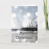 サンタモニカ桟橋グレーきらめくメリークリスマス! シーズンカード (正面)