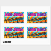 サンタモニカ5椰子の木ステッカー 長方形シール (シート)