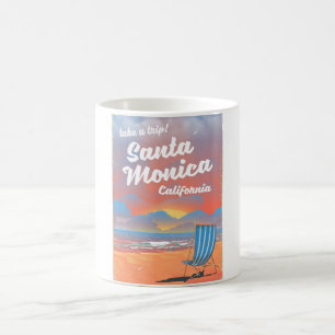 サンタモニカ カリフォルニア ビンテージ ビーチ ポスター コーヒーマグカップ