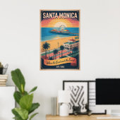 サンタモニカ カリフォルニア レトロ トラベル ポスター (ホームオフィス)