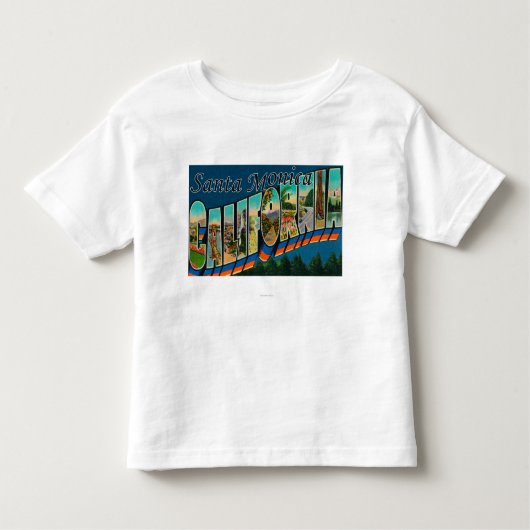サンタモニカ、カリフォルニア-大きい手紙場面 トドラーTシャツ (正面)