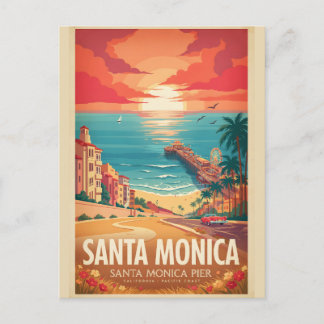 サンタモニカ・ピア ヴィンテージ カリフォルニア トラベルポスター ポストカード
