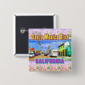 "サンタモニカ Blvd 1" ボタン 缶バッジ (正面&裏面)