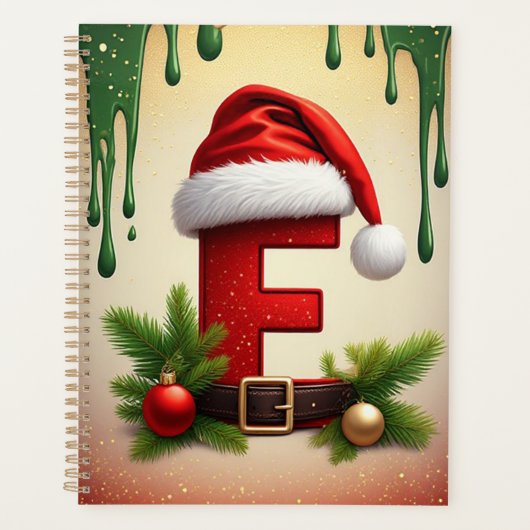 サンタモノグラムのFの文字 クリスマスのアクセント付き 🎅 プランナー手帳 (正面)