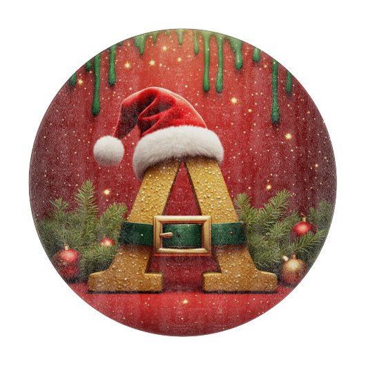 サンタモノグラム A クリスマスギフト カッティングボード (正面)