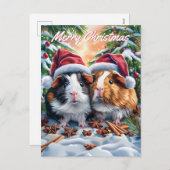 サンタモルモットのクリスマス シーズンポストカード (正面/裏面)