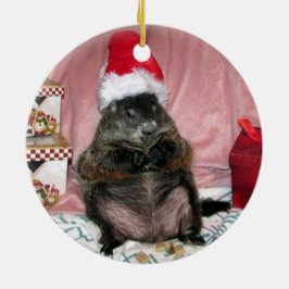 サンタモーゼペットGroundhogのクリスマスのオーナメント セラミックオーナメント