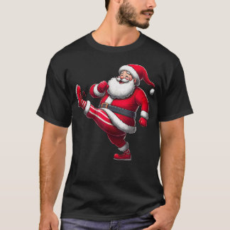 サンタモーニングジムフィットネストレーニングクリスマス Tシャツ