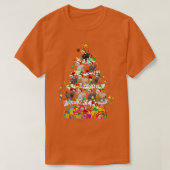 サンタヤギのクリスマスツリーかわいいクリスマスライト行く Tシャツ (デザイン正面)