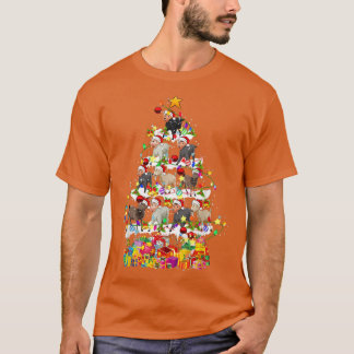 サンタヤギのクリスマスツリーかわいいクリスマスライト行く Tシャツ