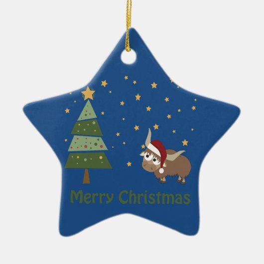 サンタヤクのクリスマスシーン セラミックオーナメント (正面)