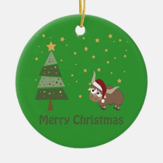 サンタヤッククリスマスシーン セラミックオーナメント (正面)