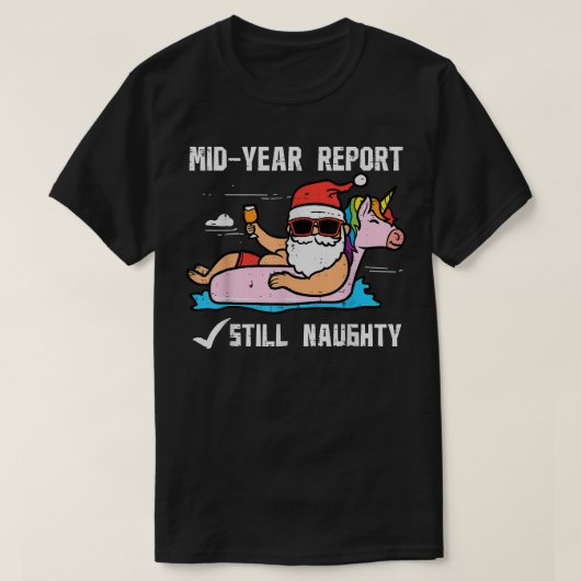 サンタユニコーンフロアティスティルいけなクリスおもしろいマ Tシャツ (デザイン正面)
