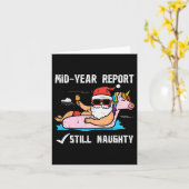 サンタユニコーン浮き輪まだ悪い子ユーモアクリスマス カード (黄色い花)