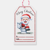 サンタユーモアのあるをトイレに飾ったクリスマスラベル ギフトタグ (裏面)