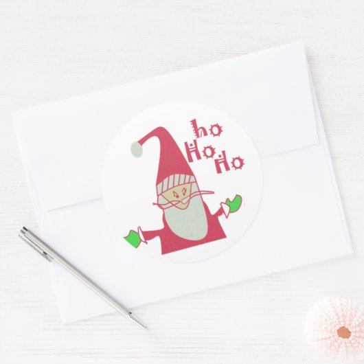 サンタユーモアのあるウィズフェスティバルホーホホ ラウンドシール (封筒)