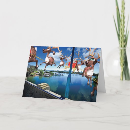 サンタユーモアのあるー巡礼のクリスマスカード シーズンカード (正面)