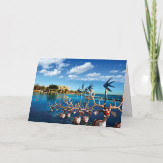 サンタユーモアのあるー巡礼のクリスマスカード シーズンカード