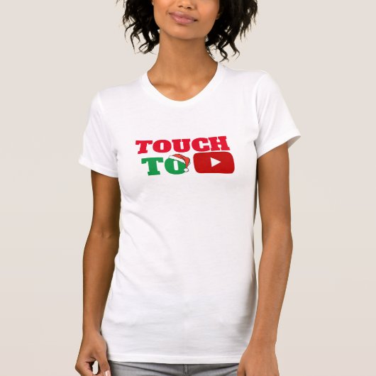 サンタユーモアTee、Touchから遊クリスおもしろいトへ Tシャツ (正面)
