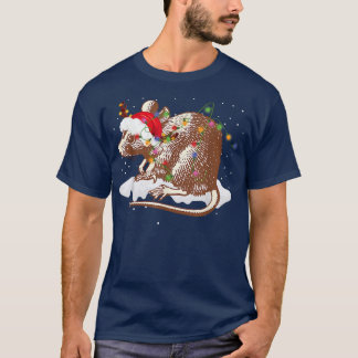 サンタラおもしろいット動物クリスマスライト恋人Chri Tシャツ