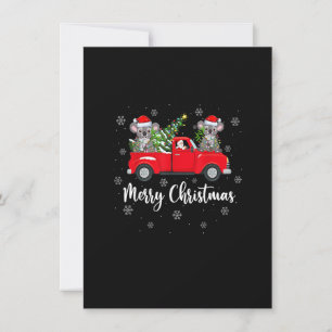 サンタライディングおもしろいクリスマスツリートラックコアラChri 招待状