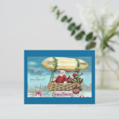 サンタライディングインブリンプヴィンテージクリスマス シーズンポストカード (スタンド正面)