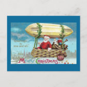 サンタライディングインブリンプヴィンテージクリスマス シーズンポストカード (正面)