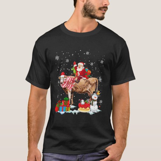 サンタライディングカウクリスマスパジャマファミリーマッチング Tシャツ (正面)
