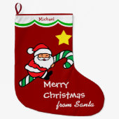 サンタライディングキャンディーケーン ラージクリスマスストッキング (正面)