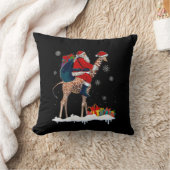 サンタライディングキリンのクリスマスパジャマサンタ恋人 クッション (ブランケット)
