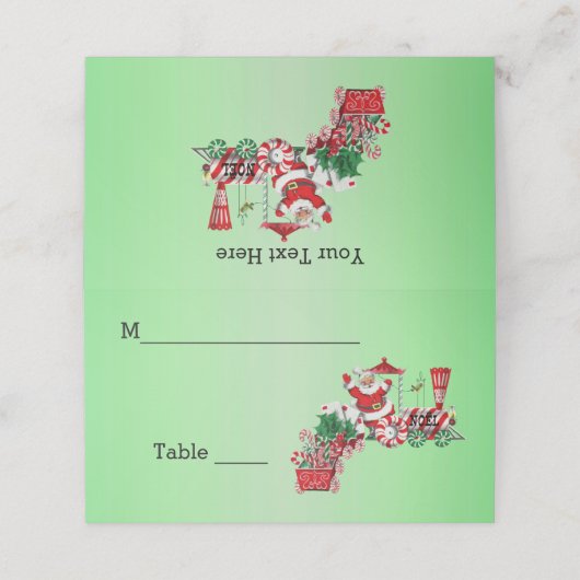 サンタライディングクリスマストレインキャンディホイールグリーン プレイスカード (外部開封)