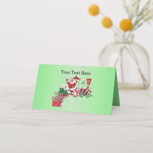サンタライディングクリスマストレインキャンディホイールグリーン プレイスカード (裏面)